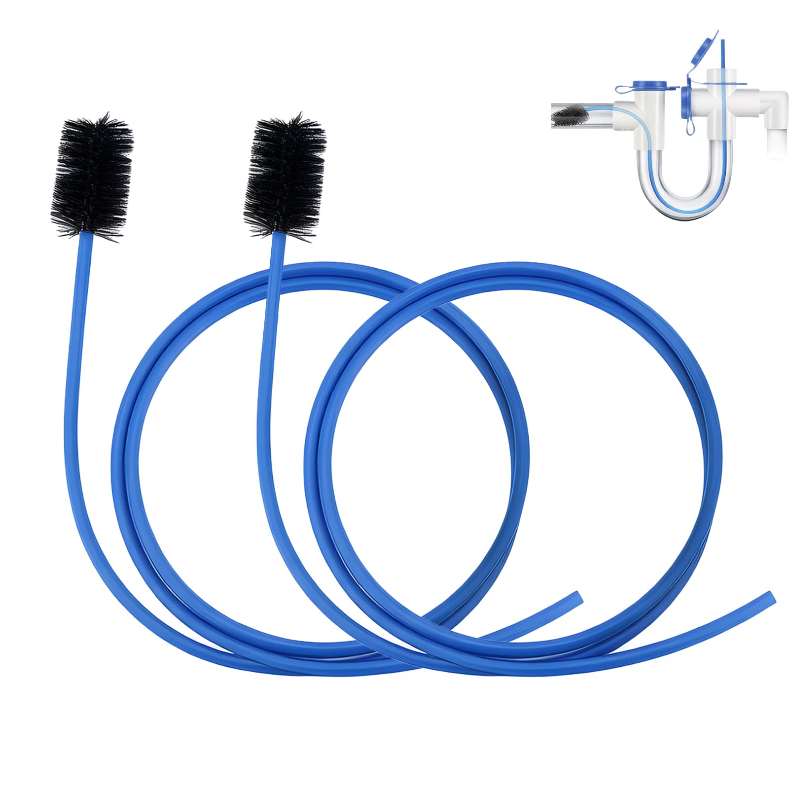 2 x flexible Ablaufbürste, 121,9 cm, Reinigungsbürste, Kondensatabscheider, Reinigung für Kondensat-P-Falle und HVAC-Systeme