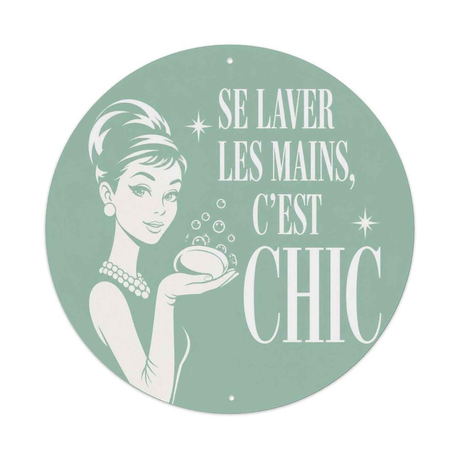 Olyhtr 8X8inch Classic Style Laver Mains Chic Comedy Lettering French Graphic Badge Metal Tin Sign