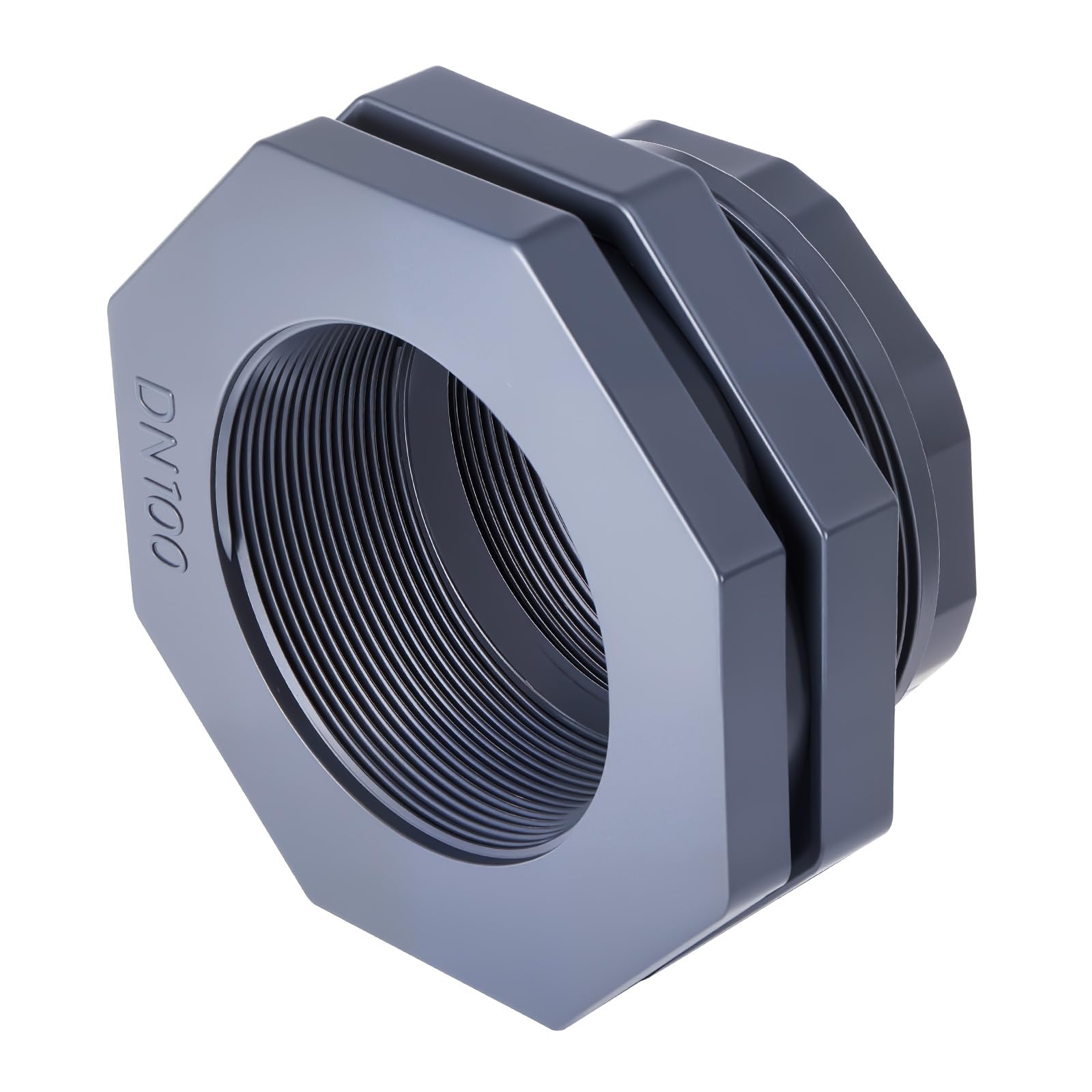 Maasechs 1 Pcs 4 Inch Bulkhead Fitting PVC Water Tank Connector Plumbing Pipe Threaded Bulkhead Fitting NPT for Rain Barrels, Water Tanks, Aquariums,