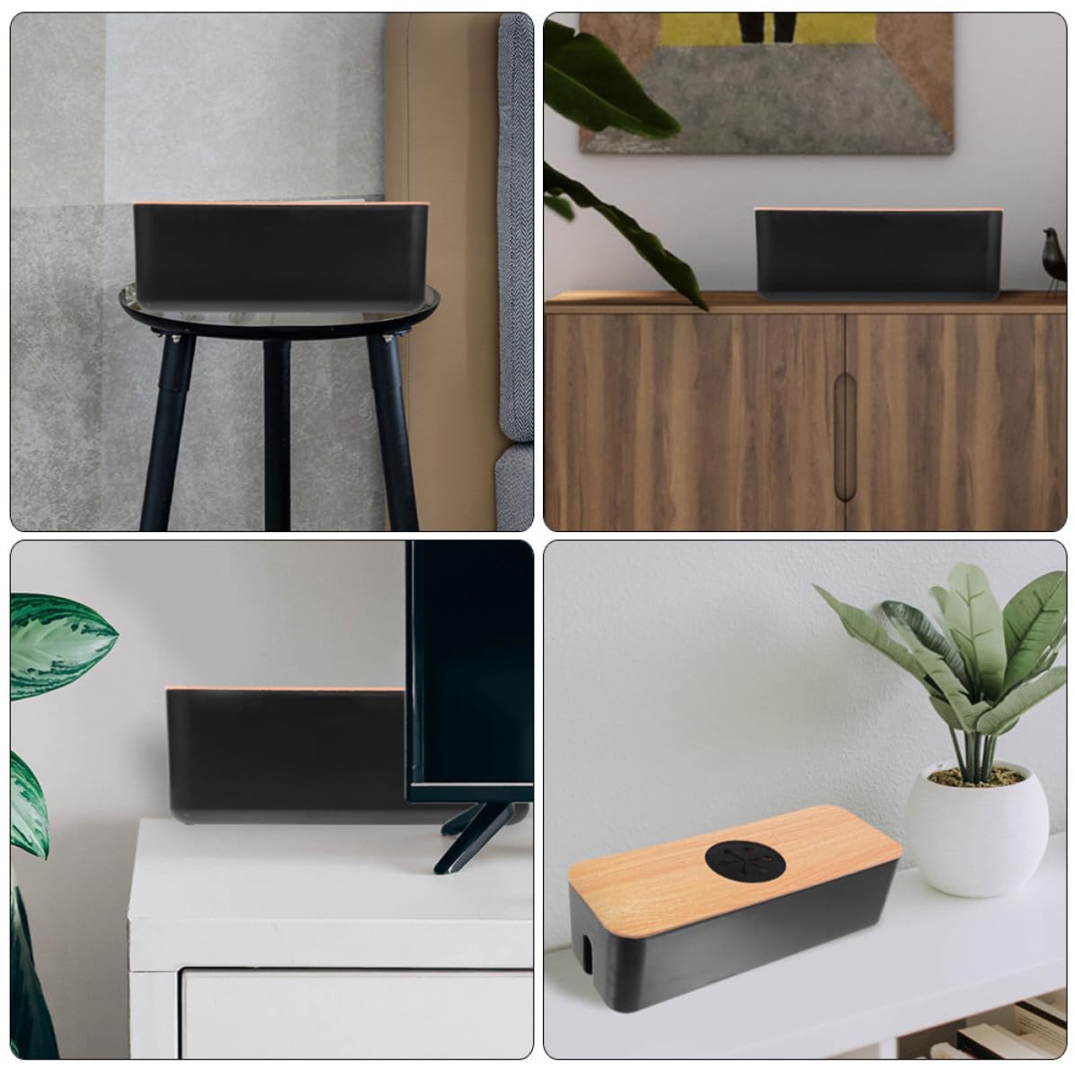 Caja de Gestión de Cables Abs de Gran Capacidad para Regleta | Orificio Redondo, Estructura Rígida, Protección del Cableado y Disipación Térmica, para Oficina y Esquina