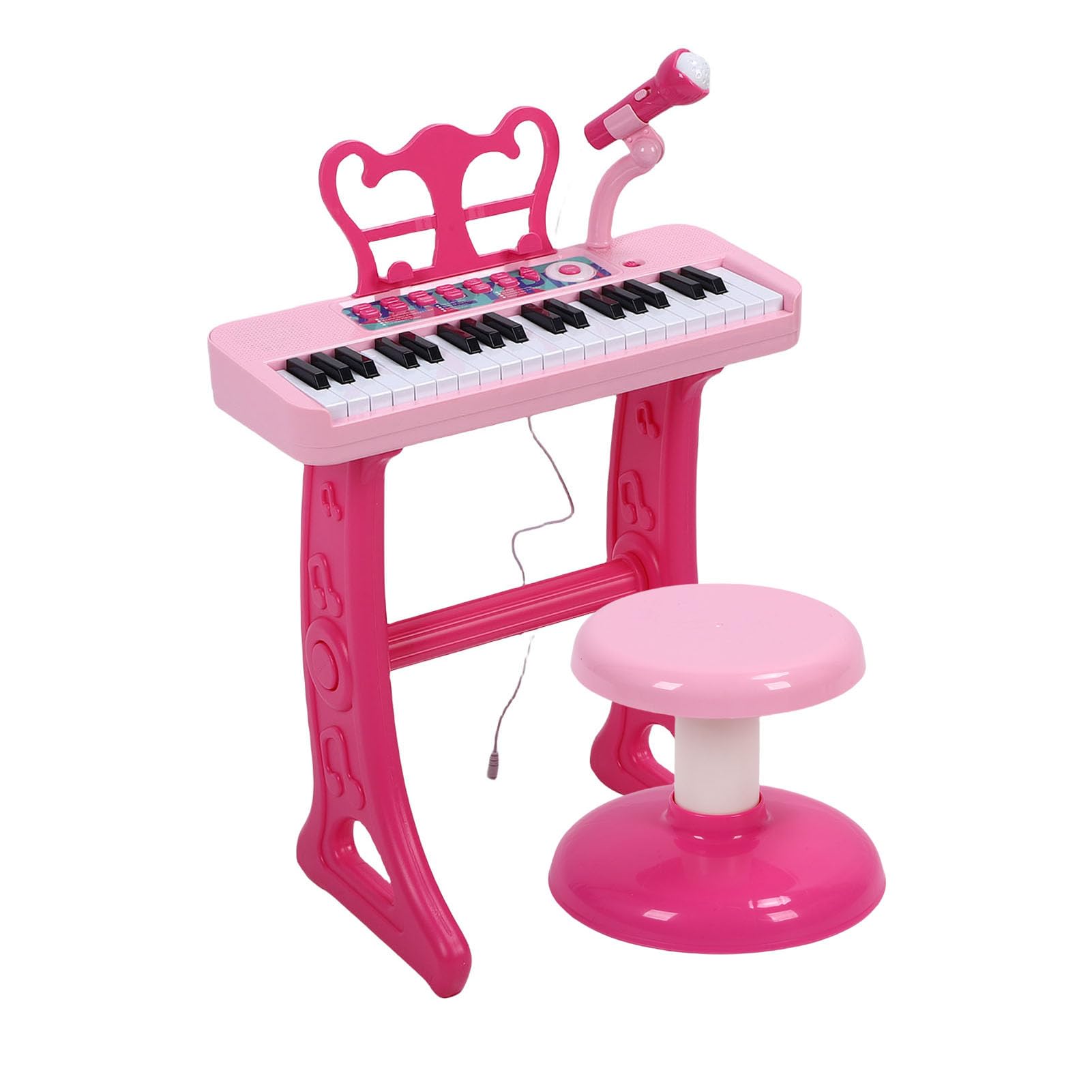 Topiky Tastiera di Giocattolo per Bambini a 37 Tasti con Microfono e Sgabello - Strumento Musicale Elettronico per Bambini Principianti, Tastiera Educativa per l'apprendimento con Doppi Altoparlanti,