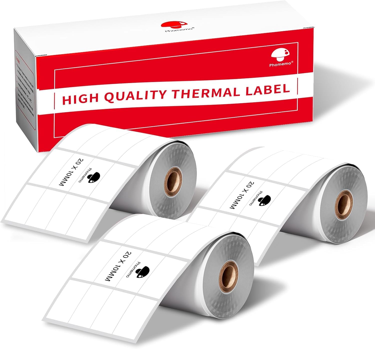Phomemo 3 Rotoli Etichette M110 Etichette,Etichetta Autoadesiva,0.39''x0.78''(10x20mm),1260 etichette/rotolo,Compatibile con Phomemo M110 M120 M220 M221 M108 M102 M100 M150 M250 M260 Etichettatrice
