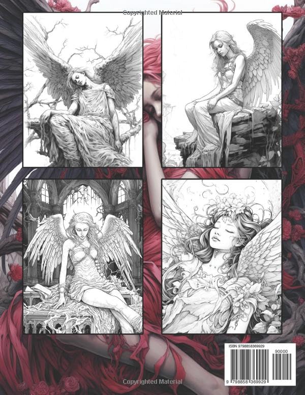 Fallen Angel: Dark Fantasy Colouring Books for Adults - 50 Illustrations of Dark Goddess - Image 2