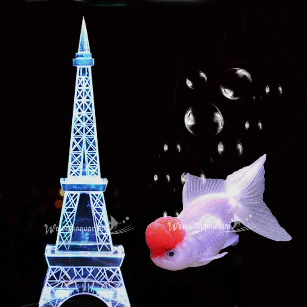 Crystal Eiffel Tower Aquarium Fish Tank Decorations Bubble Light Aquascape Kit