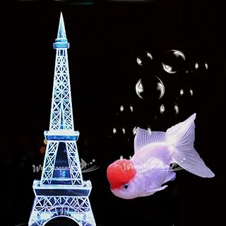 LOOPIG Crystal Eiffel Tower Aquarium Fish Tank Decorations Bubble Light Aquascape Kit