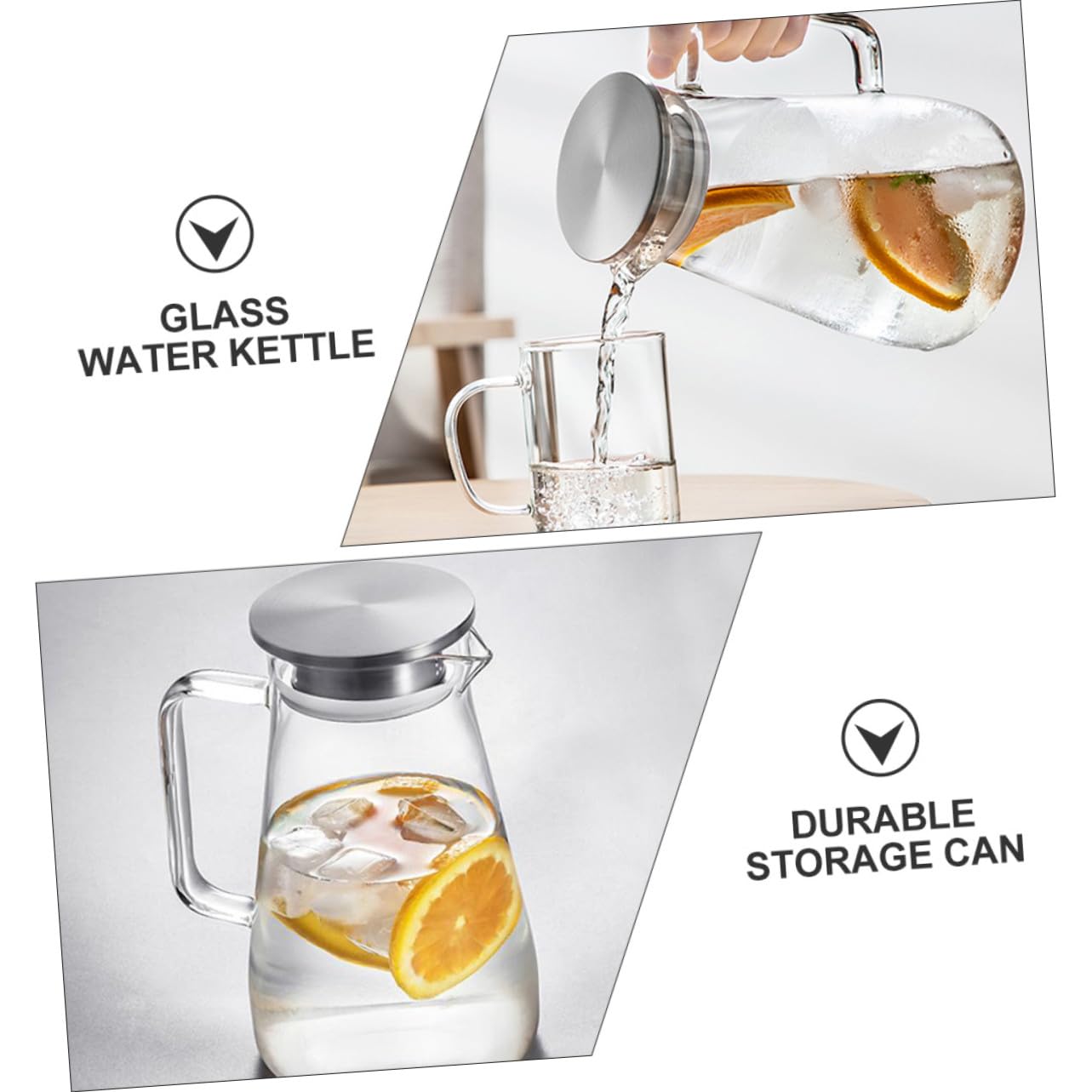 Sosoport Taza De Agua Hervida Jarra De Vidrio Transparente De Jarra De Agua Fría Para Hervir De Jugo Moderno Para Despensa De Cocina