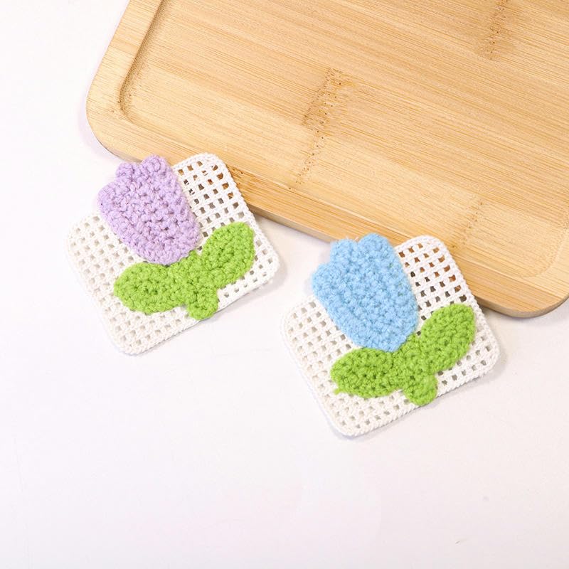 Naszywka haftowana 6 * 6CM 10PCS Kwiaty tulipanów Ręcznie robione szydełkowe aplikacje Szydełkowe naszywki kwiatowe Małe haftowane Aplikacje żelazne na odzież(Coffee)