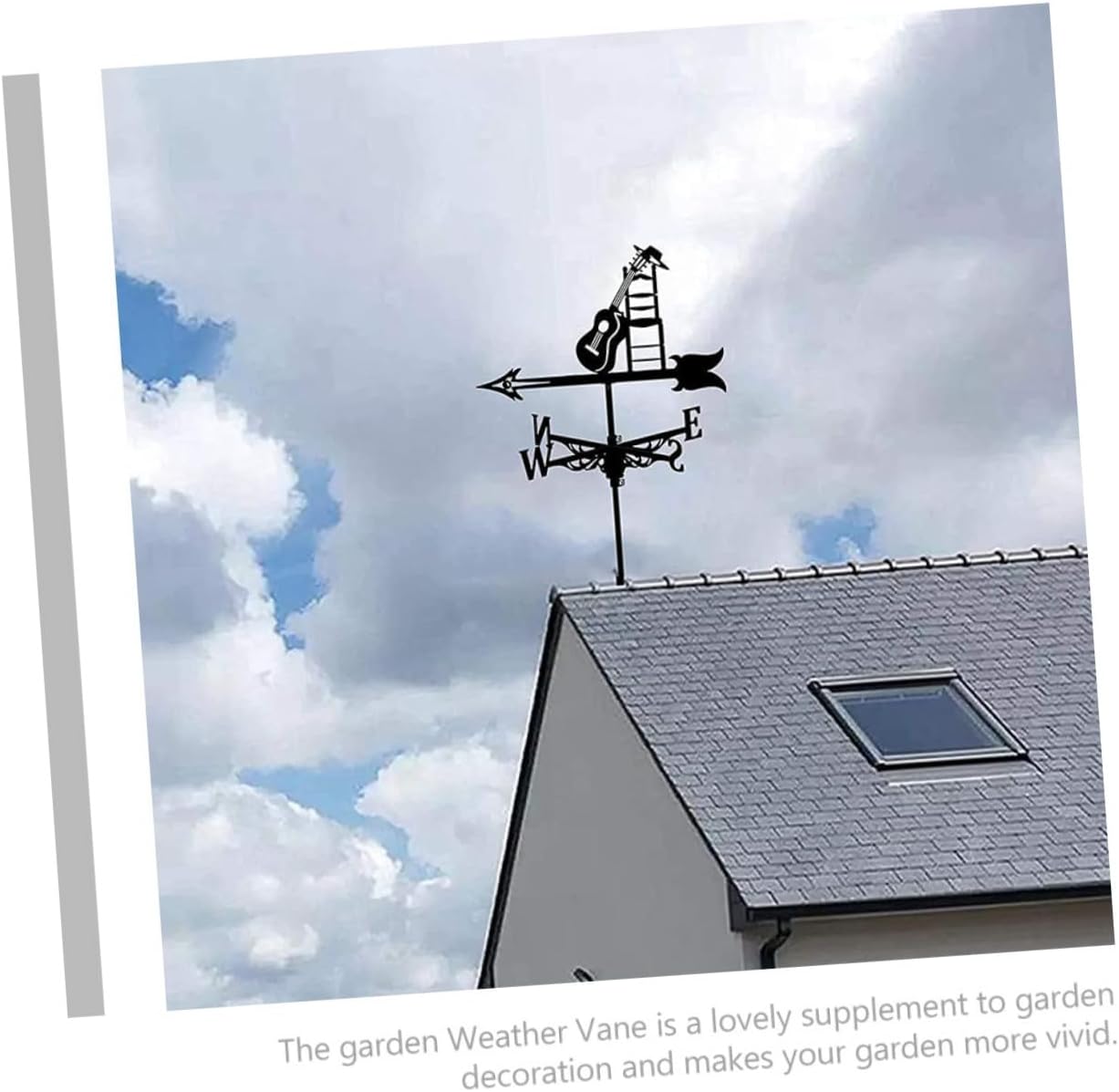 KICHOUSE Vintage Metal Guitar Garden Weathervane Outdoor Patio Wind Direction Indicator with Ground Stake Decorative Weather Vane for Yard and Roof