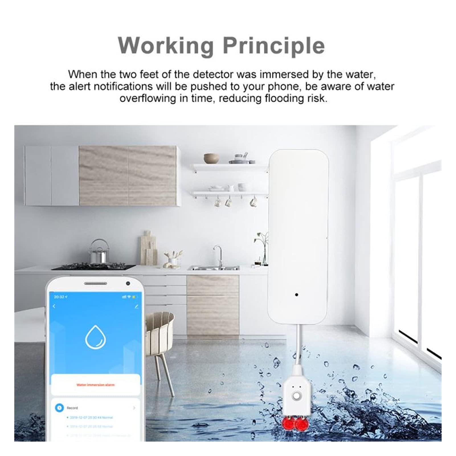 Alarme de fuite d'eau indépendante WIFI DÉTECTEUR DE CAPTEUR DE FUITE D'EAU Désacteur d'inondation Système d'alarme de sécurité Système d'alarme Smart Accueil(3pcs)