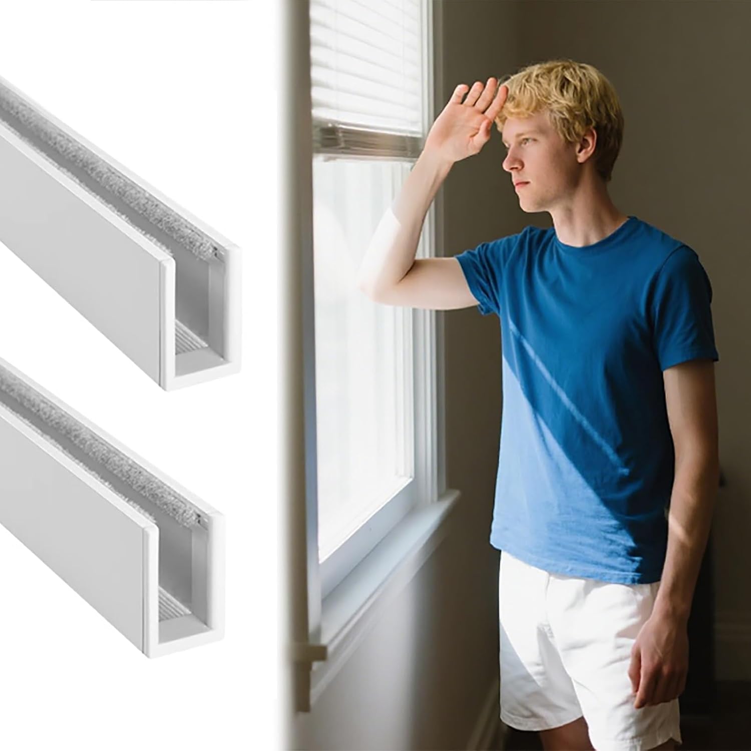 Aluminum Alloy U-Channel Blackout Curtain Track - 2pcs Gray 110cm/43.3in Light Blocking Side Rail for Window Shades & Blinds - Perfect for Bedroom Roller Blinds