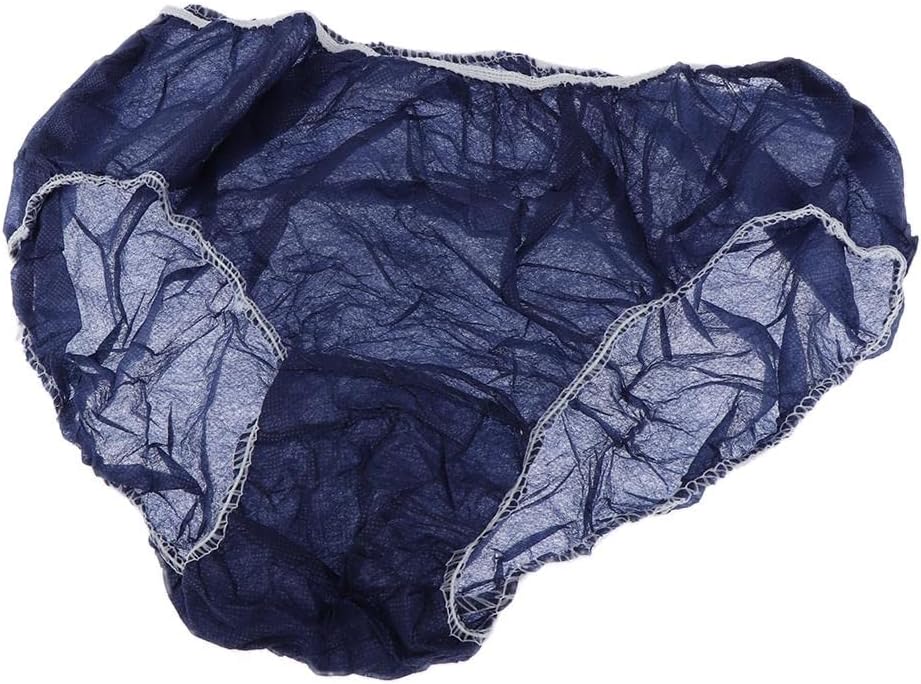 50 Pieces Premium Disposable Underwear Unisex, Breathable Travel Panties, Briefs for SPA, Waxing, Tanning, Postpartum - Plus Size - Navy & White - Blue