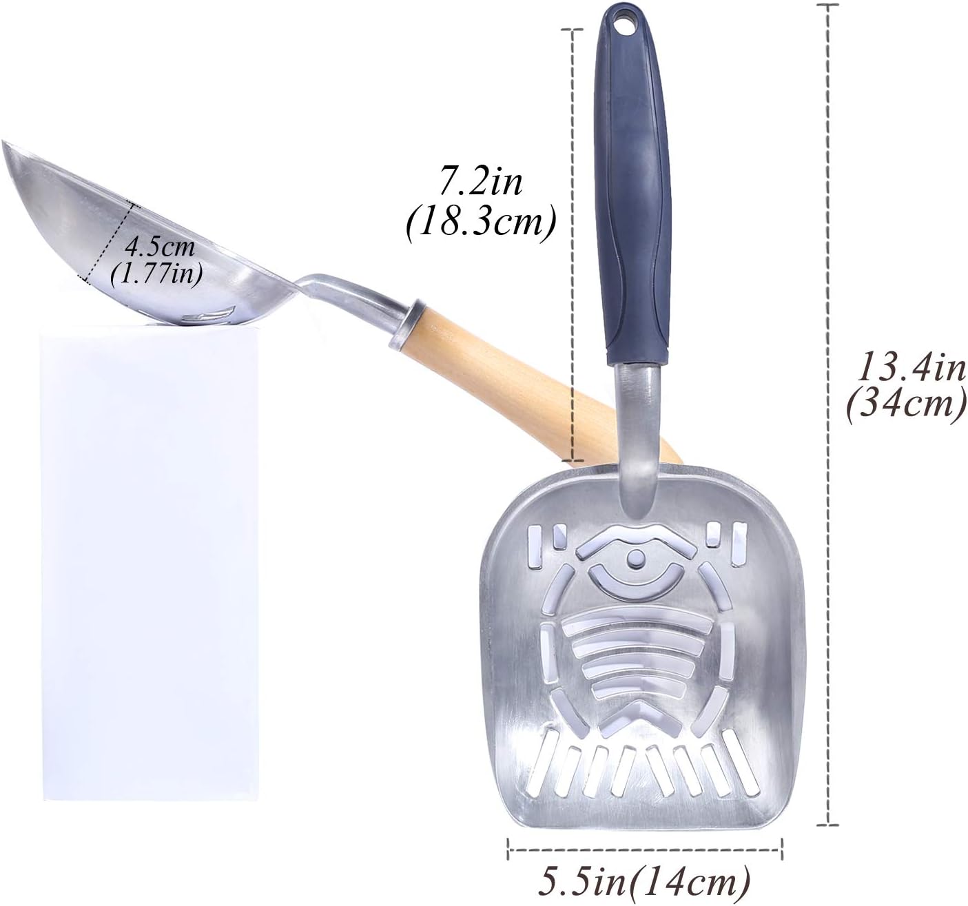 Vivaglory Kitty Litter Scoop, Fish-Shaped Cat Litter Scoop with Durable and Solid Rubber Handle, Sifter with Deep Shove for Highly Efficient at Scooping