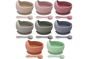 Amyhill 8 Pack Silicone Suction Bowl and Spoon Set - BPA Free,...