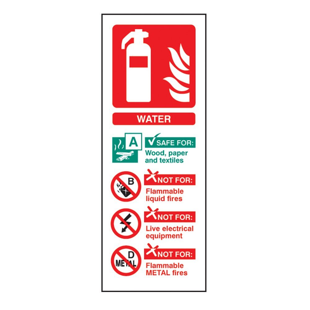 Fireshield Water Fire Extinguisher Id Sign Portrait - Self Adhesive Vinyl - 200Mm X 75Mm