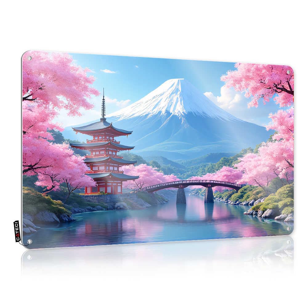 Fzfn Men's Colour Cocoa Kitchen Decoration - Cherry Blossoms And Mount Fuji Serenity Collection Rustic Wall Hanging(20X30cm)