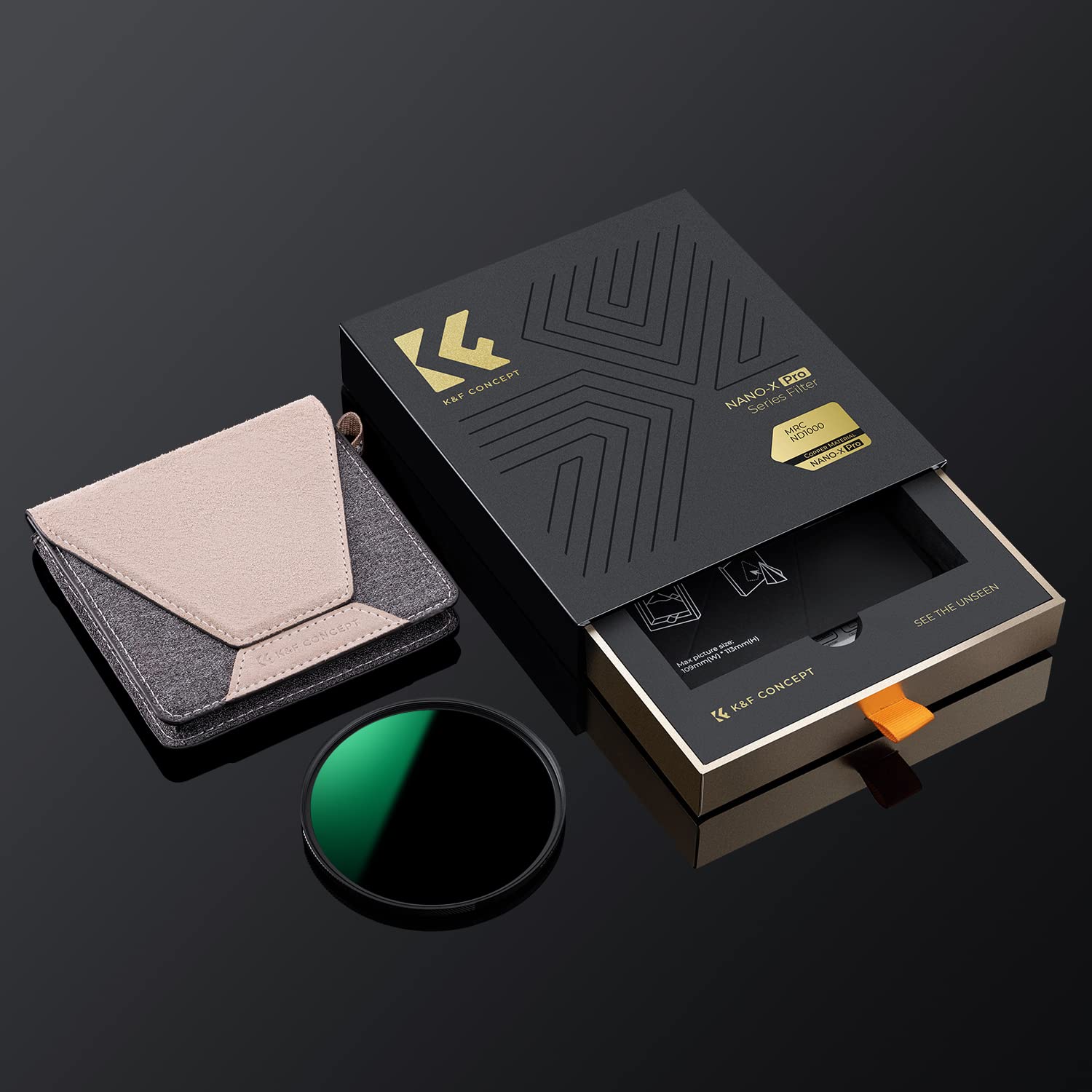 K&F Concept 67 mm ND1000 (10-stopniowy stały filtr neutralnej gęstości) filtr obiektywu ND z 36 wielowarstwowymi powłokami, filtr obiektywu aparatu o wysokiej rozdzielczości, miedziana rama (seria Nano-X PRO)