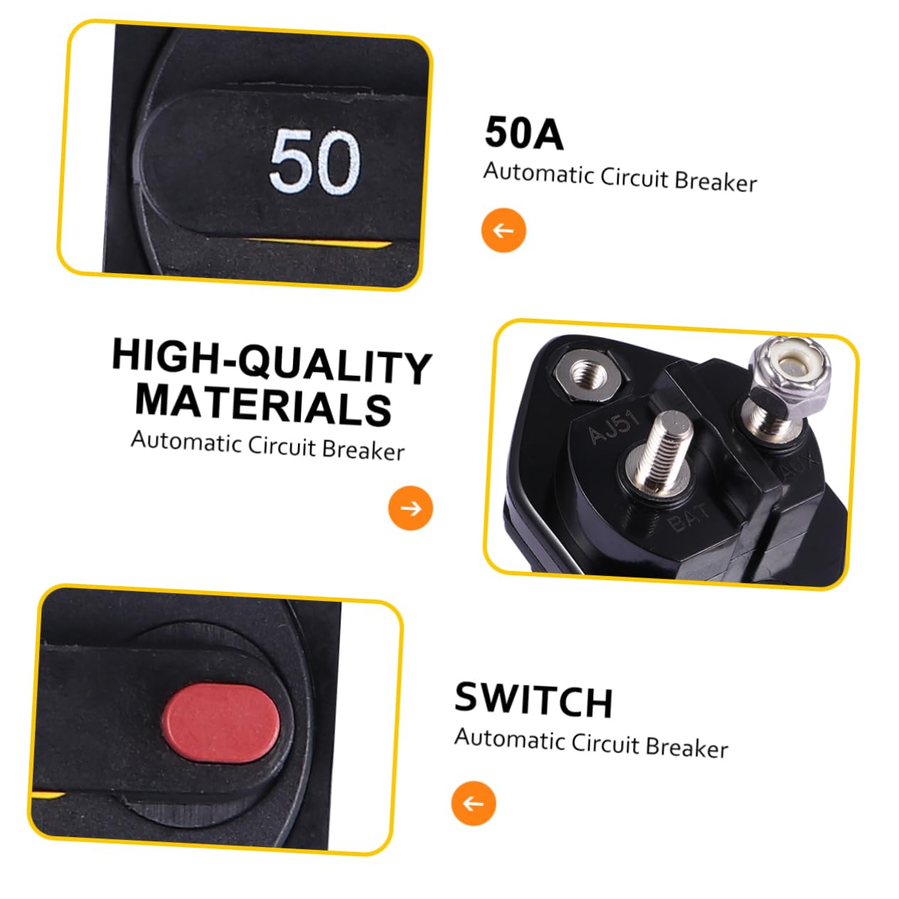 ULTECHNOVO 3piezas Disyuntor De Corriente Protección Contra Sobretensiones y Restablecimiento Manual Para Automóviles y Protector De Sobrecarga De Batería y Motor Eléctrico