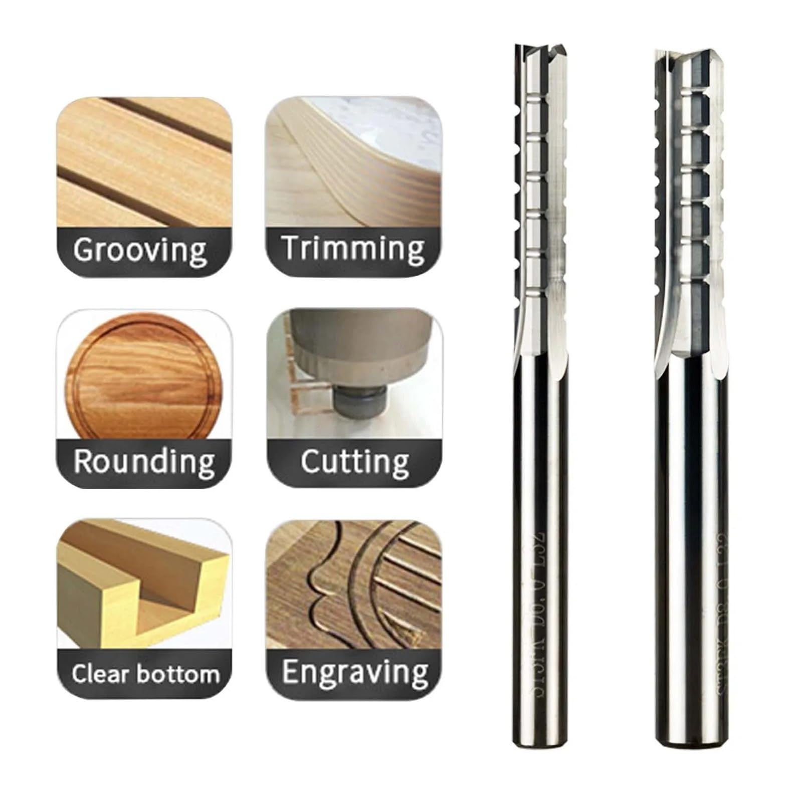 1pc 3 Straight Flutes Carbide Milling Cutter Chipbreaker Woodworking Carving CNC Trimming Slot Bit Plywood(ST3FK-D8.0-L42)