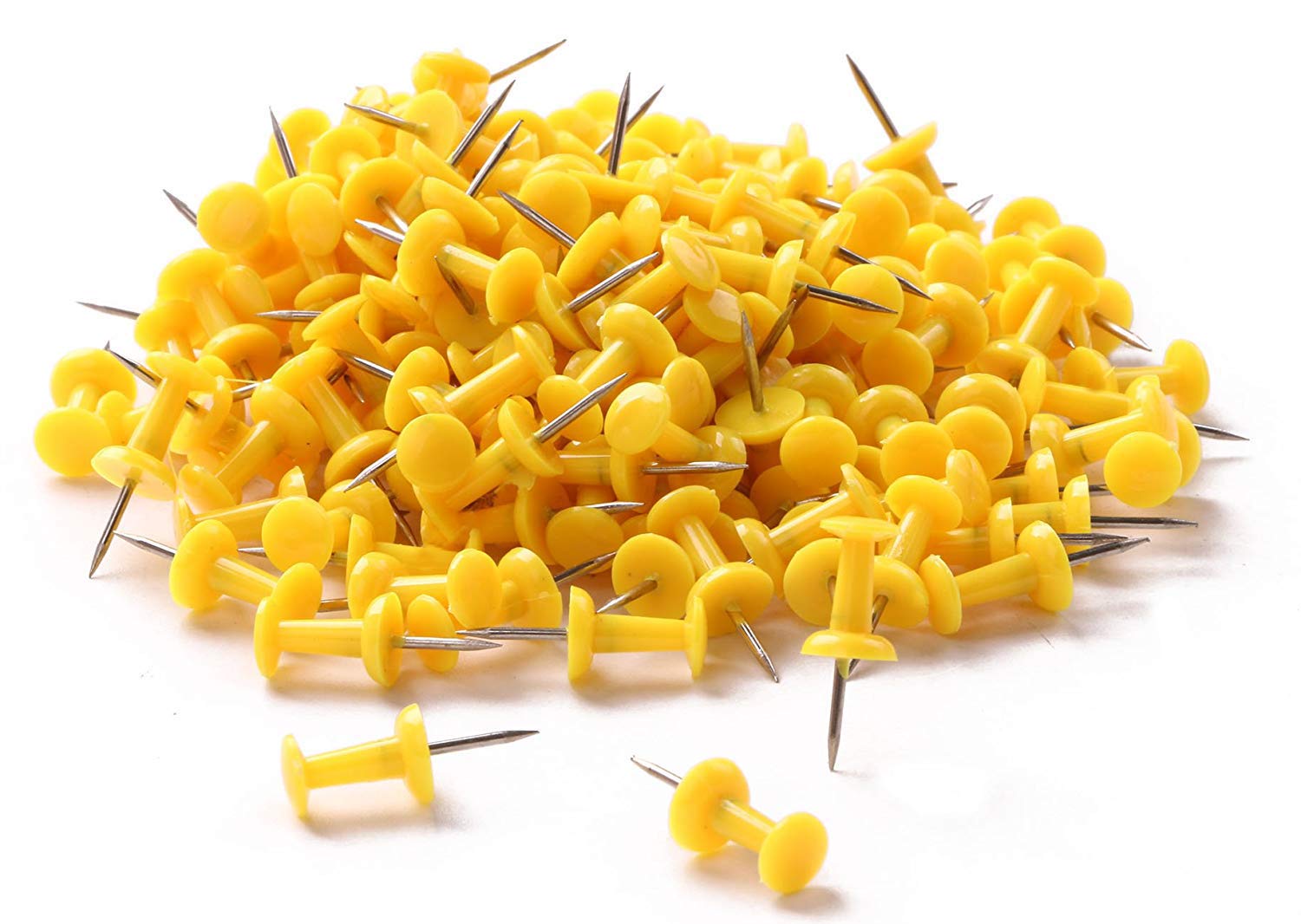 Tupalizy 200PCS Colored Plastic Push Pins Decorative Map Thumb Tacks with Steel for Bulletin Board and DIY Craft Home Office Use (Yellow)