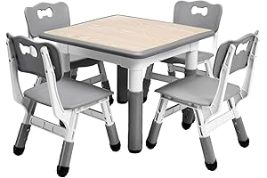 2-10 Years Kids Table and Chair Set, Height Adjustable School Desk for Age 2-5 Children