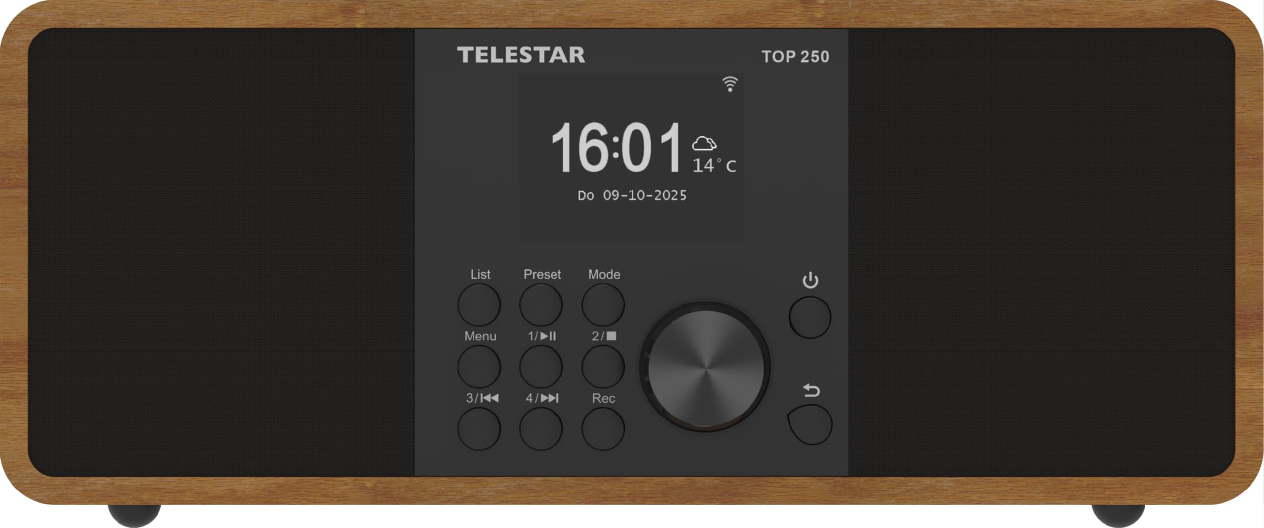 TELESTAR TOP 250 – DAB+/Internetradio, Stereo – Holz | 2 × 10 Watt, Bluetooth Audio-Streaming & Sendefunktion, USB-Aufnahme, Notfallwarnsystem, App-Steuerung