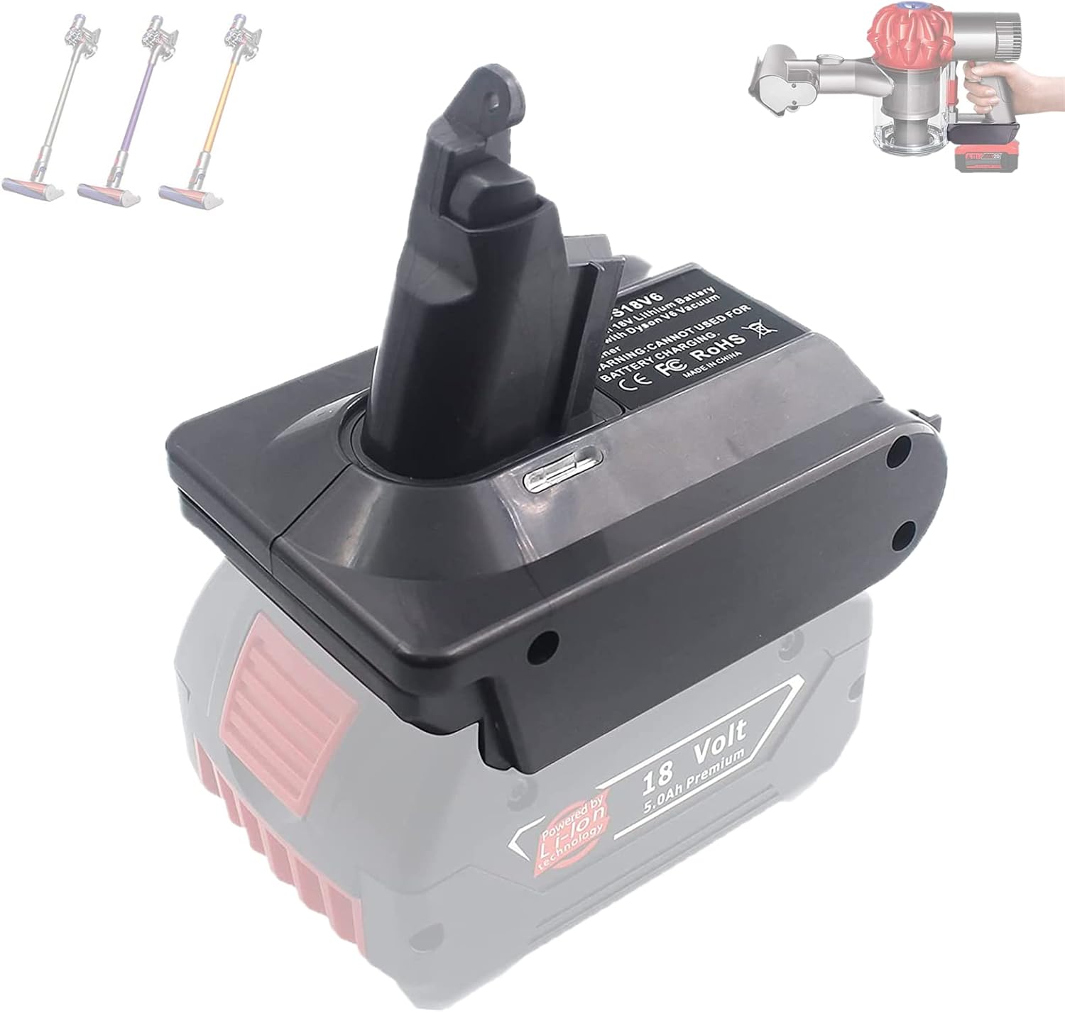 TPDL For Dyson V6 Battery Adapter for Einhell 18 V Lithium Battery as