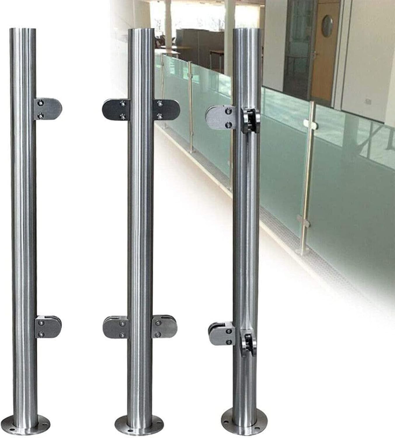 Fence Posts Balustrade Posts Stainless Steel 1100mm / 900mm High Staircase Posts with Clamps for,Mid Post 110cm