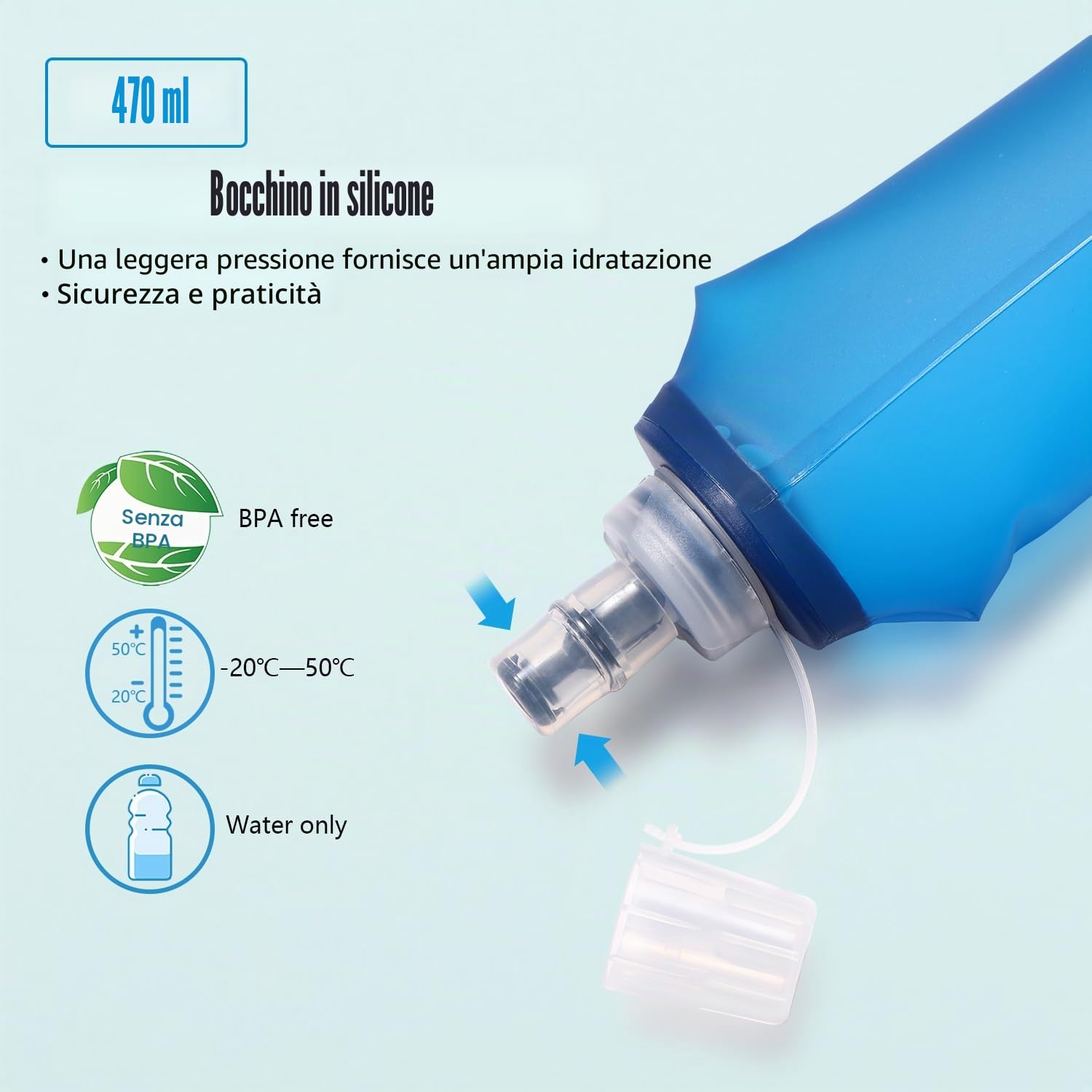Zaino per bere con bolla d'acqua da 2 l e bottiglia da 470 ml, grande zaino da corsa, zaino da corsa per uomo e donna, escursionismo, ciclismo