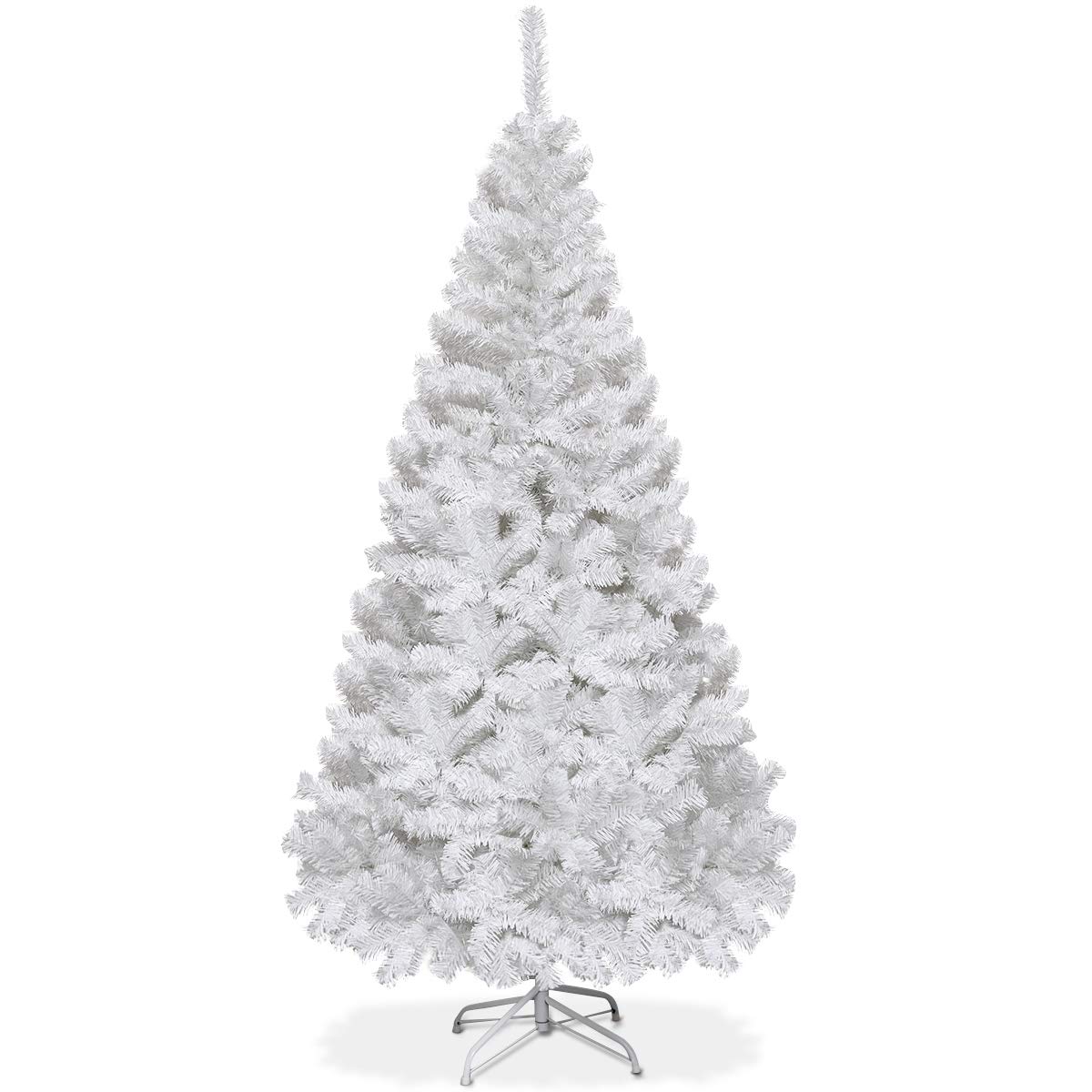 COSTWAY 180 cm Künstlicher Weihnachtsbaum mit Metallständer, Weiß