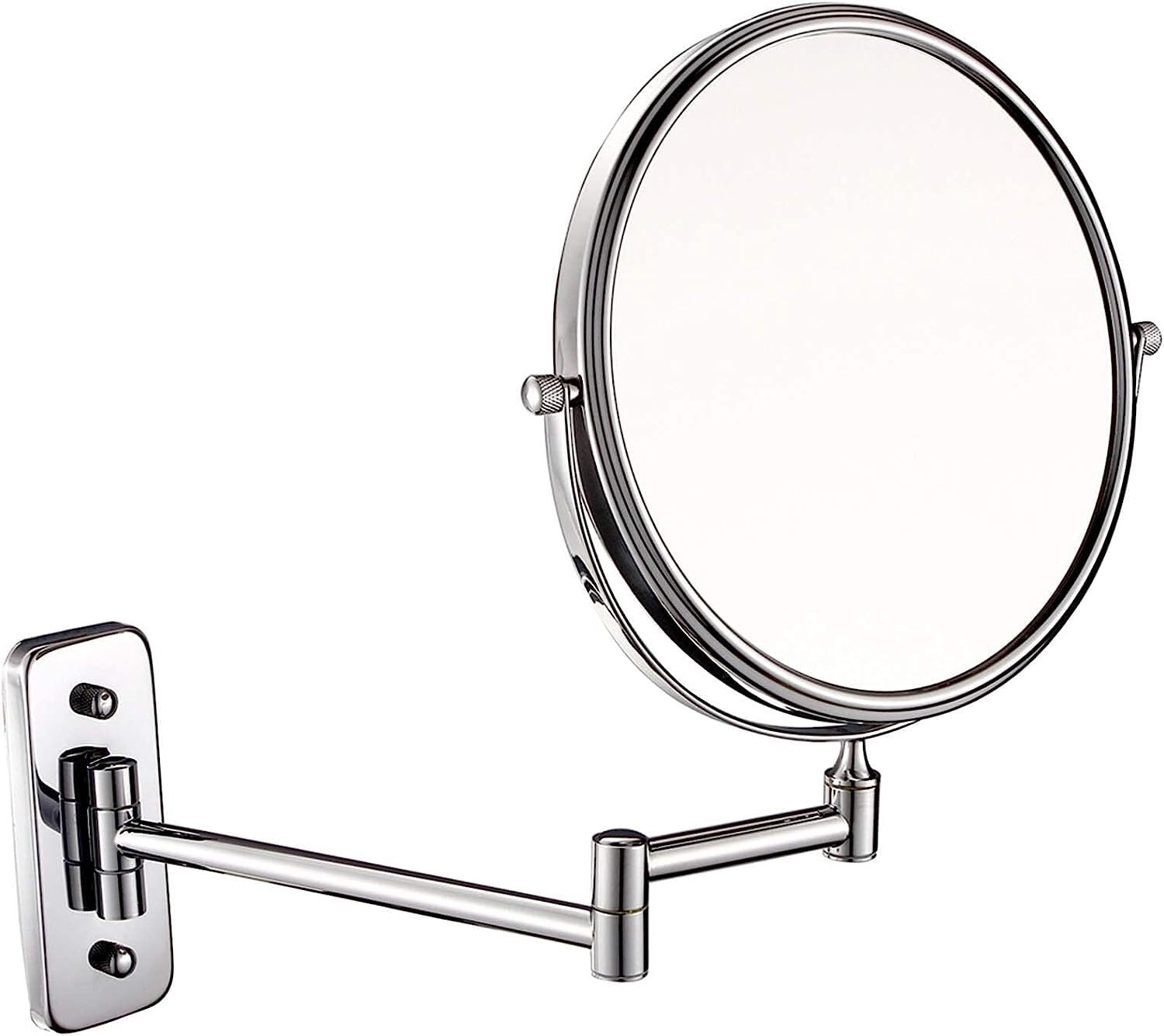 Clearlin Wall-Mounted Mirrors, 8 inch Chrome Makeup Mirrors, Double Sided Brass Magnifying Mirror(3x)