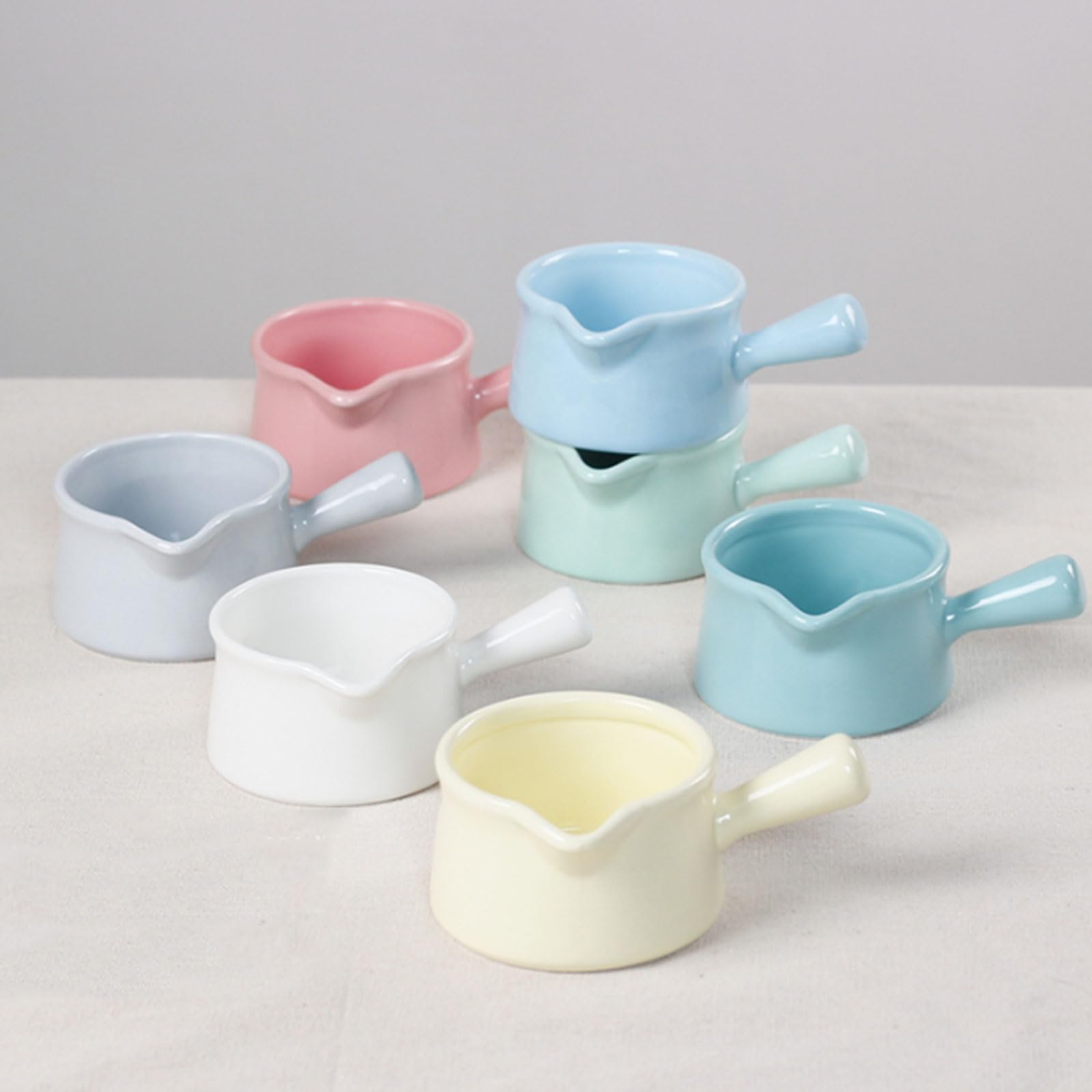 MRKU Pot à Lait, saucière, Tasse à Eau, pichet, Distributeur de crème et de café, Pot à Sucre et à Sauce en céramique avec poignée, idéal pour la Confiture et Le sirop.