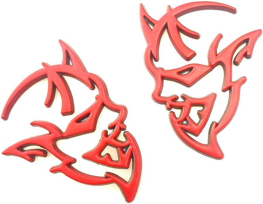2pcs Demon Challenger Emblems Car Body Rear Side Emblem Badge Decal Compatible for Logo Sticker (Red)