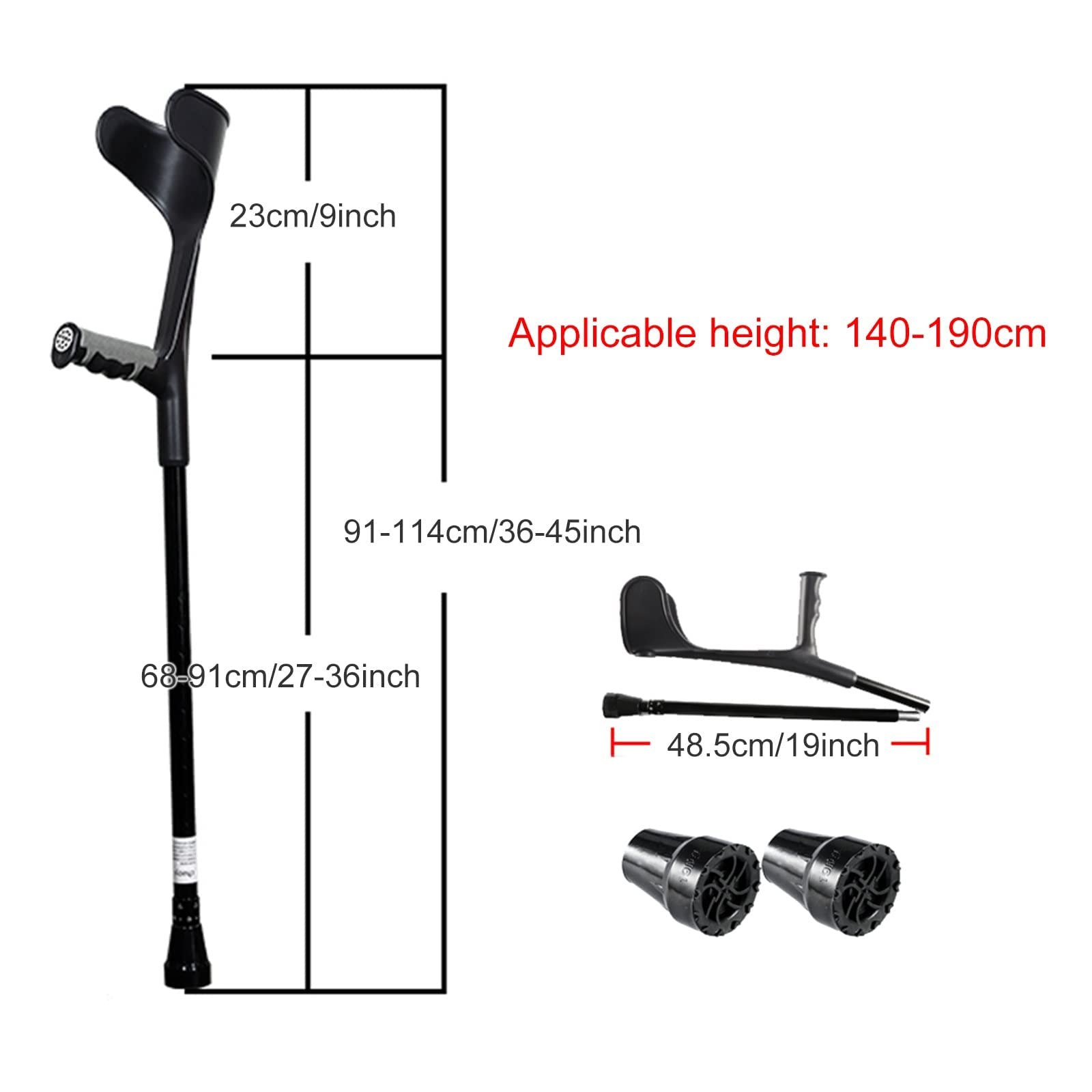 Muletas de antebrazo, muletas Plegables para Viajes, muletas ergonómicas Ajustables y Ligeras para Caminar, para Adultos, jóvenes y Ancianos