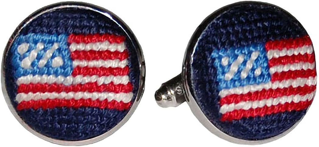 Smathers & Branson Hand Stitched Needlepoint American America USA Flag Cufflinks