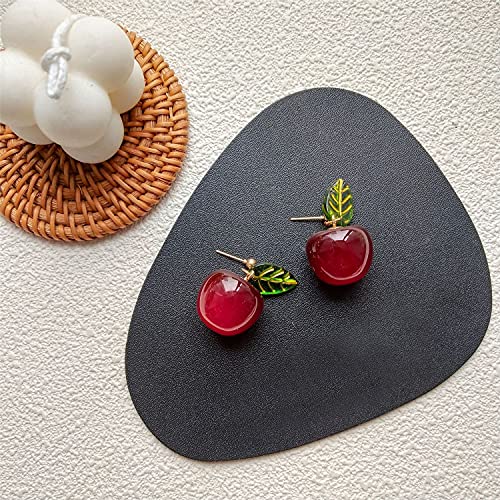 ANDPAI 18K Gold Plated Fruit Earring 3D Green Leaf Red Cherry Charm Tassel Dangle Drop Stud Earrings for Women4