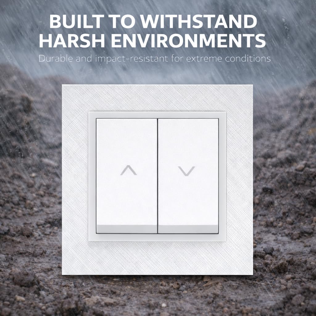 ILUMINASHOP ® Mecanismo pared Empotrable con Marco, 100-250V AC, Mecanismo Eléctrico 85x85mm, Fácil Instalación, Fácil de Limpiar (Pulsador Doble Para Persianas Automáticas, Blanco PC)