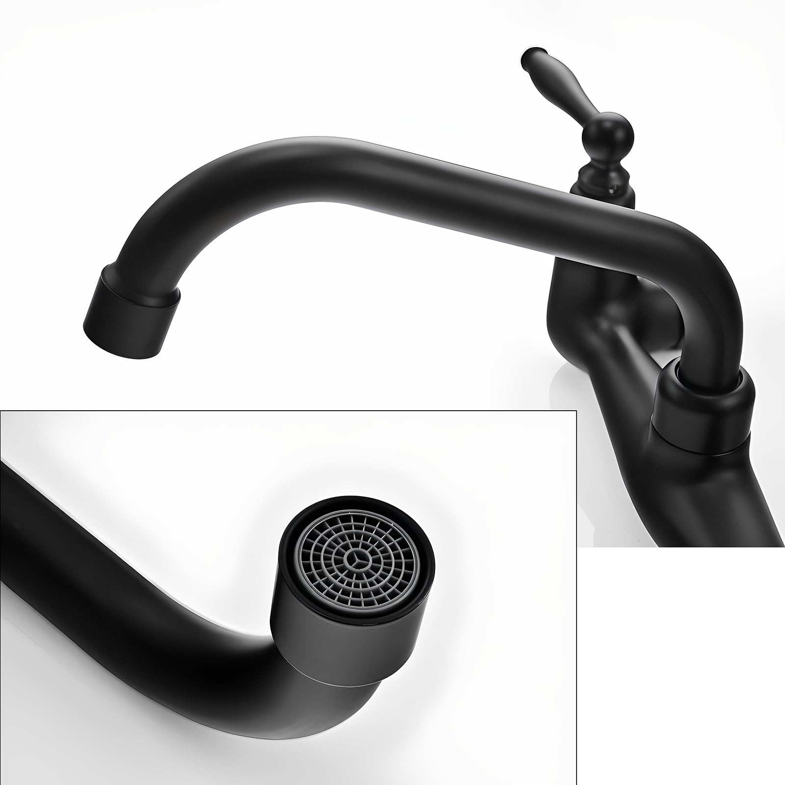 XJTNLB Grifo Bimando Lavabo Vintage Grifo de Pared para Lavabo Negro, Griferia Baño Vintage con 2 Asas