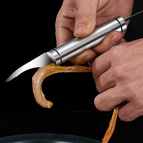 Miniatura 8 de Hemoton 3 cuchillos de pescado de camarón de acero inoxidable para camarones, herramienta peladora multifunción, removedor de escamador de pescado