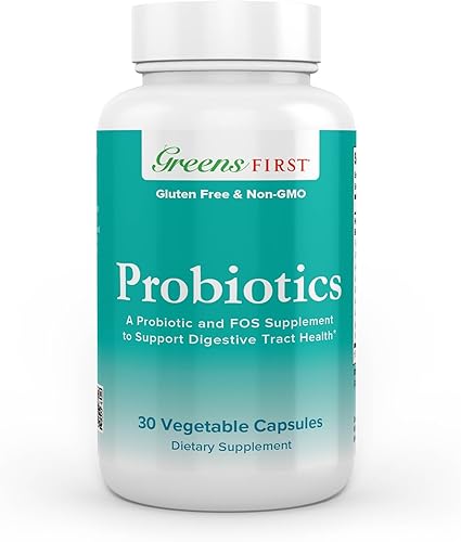 Greens First Probióticos - 20 mil millones de UFC de bacterias beneficiosas - Fibra soluble en FOS - Apoya la salud intestinal, digestiva y