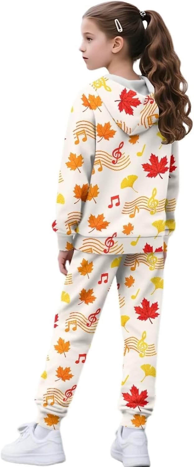 Girls 2 Piece Outfit Zip Up Hoodies and Sweatpant Clothing Set Casual Soft Sweatsuits Sets Athletic Tracksuit
