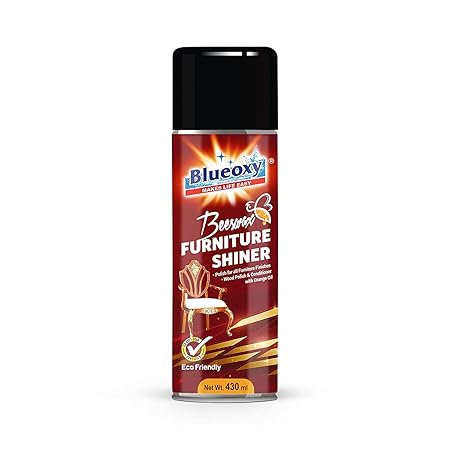 BLUEOXY Beeswax Furniture Shiner| Used for all Furniture Finishes | Wood Furniture Polish & Conditioner with Orange Oil Base| Aerosol | 430 ML | QTY 1