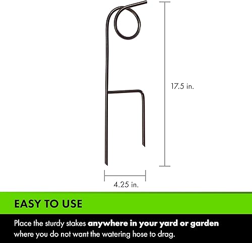 Miniatura 6 de Yard Butler Guía de manguera para ahorrar plantas, protector de plantas de 17.5 pulgadas, estacas de jardín, guías de tuberías de agua resistentes,