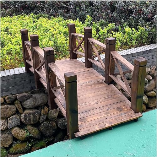 BsxiouY A,Puente De Jardín Al Aire Libre, Puente De Jardín De Madera, Robusto, Puente Peatonal Curvo Decorativo Clásico, Barandilla, Puerta De Cerca