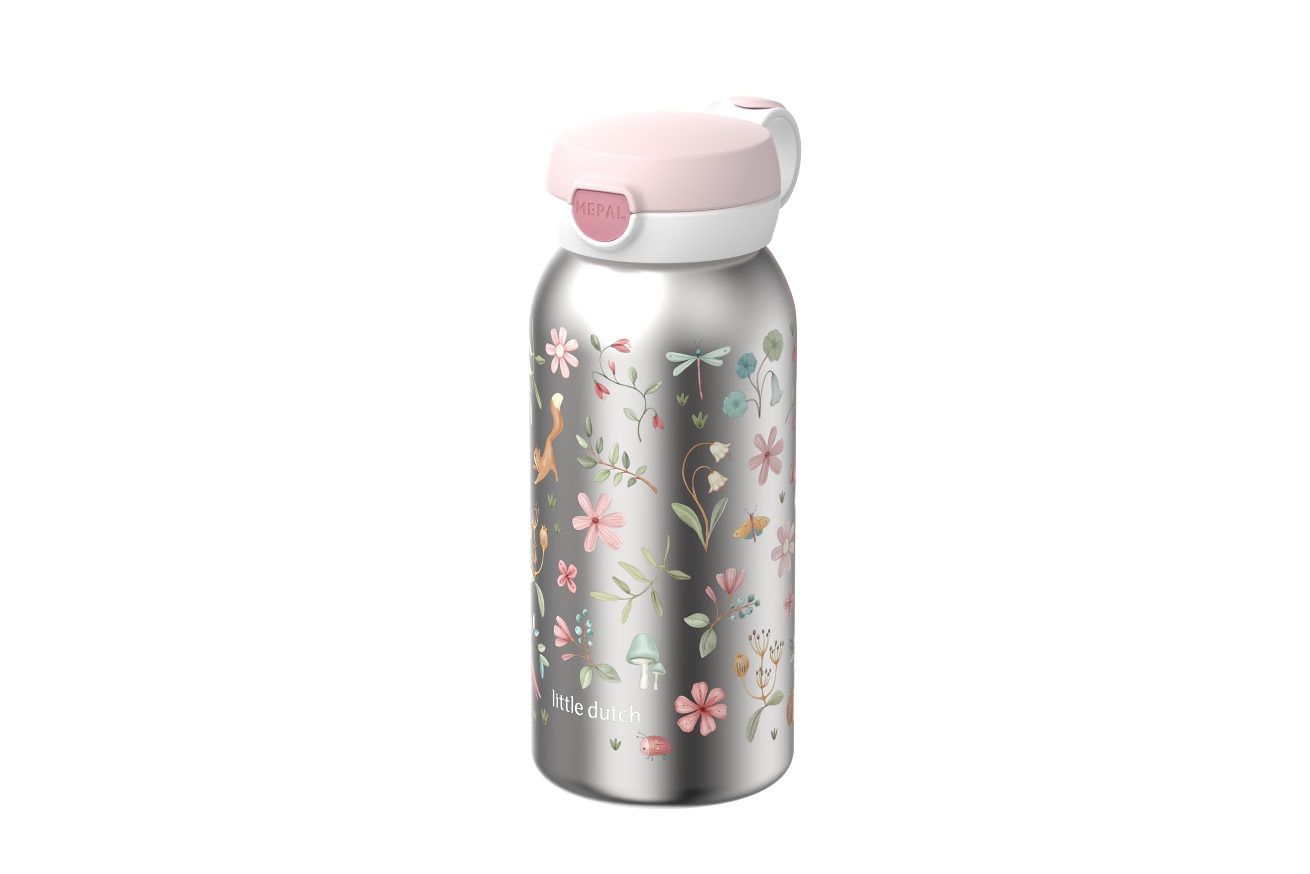 Mepal Fairy Wonders Stainless Steel Drinking Bottle with Hinged Lid Pops Open at the Touch of a Button Suitable for Children Carbonated Drinking Bottle Leak-Proof Hygienic Lid 600 ml — image 1