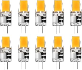 G4 LED Light Bulbs G4 Bi-Pin Base 3W Equivalent to 20W Halogen Bulb AC/DC 12V Warm White 3000K LED Bulbs for Landscape Ceiling Under Counter Puck Lighting,1 LED 1508 COB Chip,10 Pack