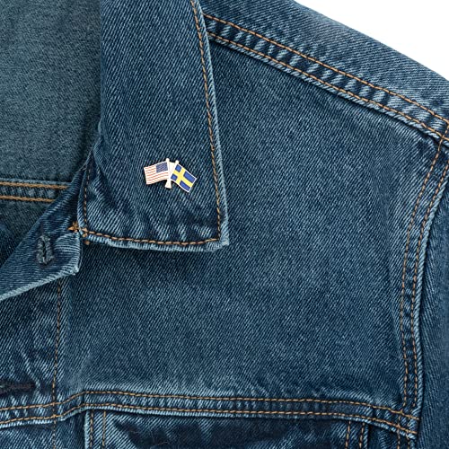 Image of Desert Cactus Sweden Flag Lapel Pin SWE Sweden Made of Metal for Formal Wear, Bag and Hat Jewelry, and Tie Tack (Double Pin)