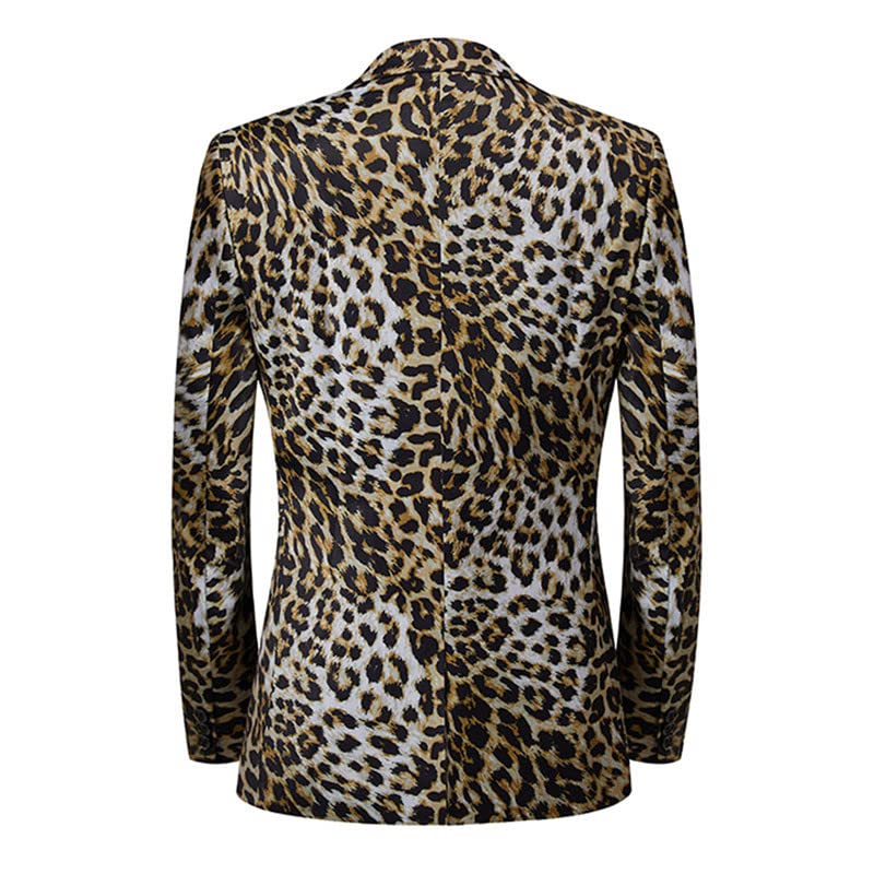 Image of Men's Blazers Leopard Print Notched Lapel Suits Slim Fit Sequins Tuxedo Stylish Sport Coats Jackets