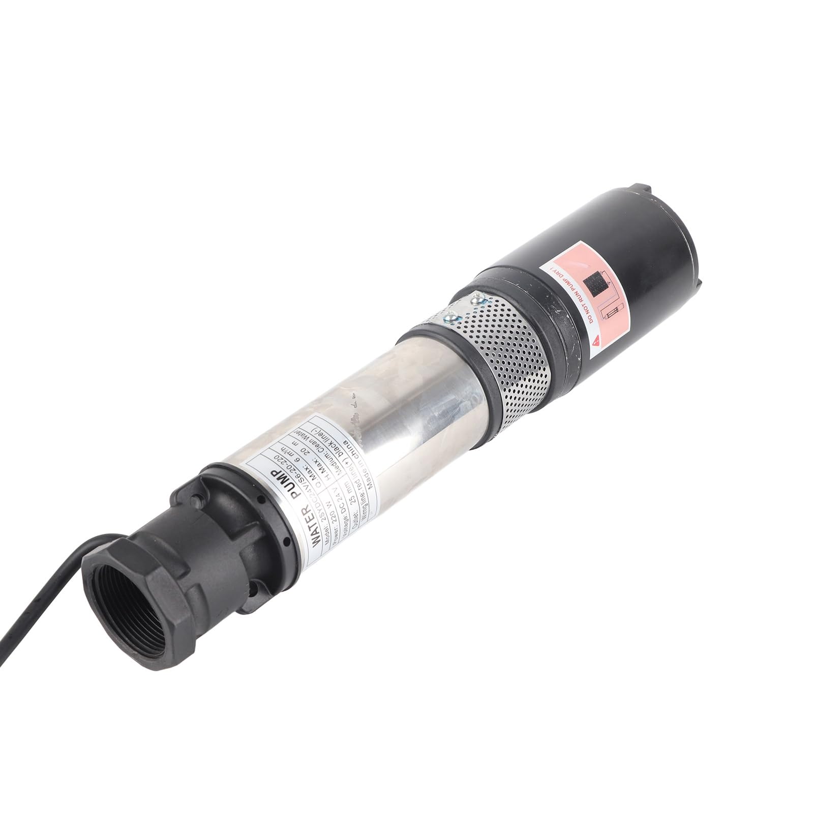 Bomba de pozo profundo solar de 24 V, 220 W, acero inoxidable IP68, alta eficiencia y 20 m de máxima, ideal para riego agrícola, acuicultura y uso doméstico