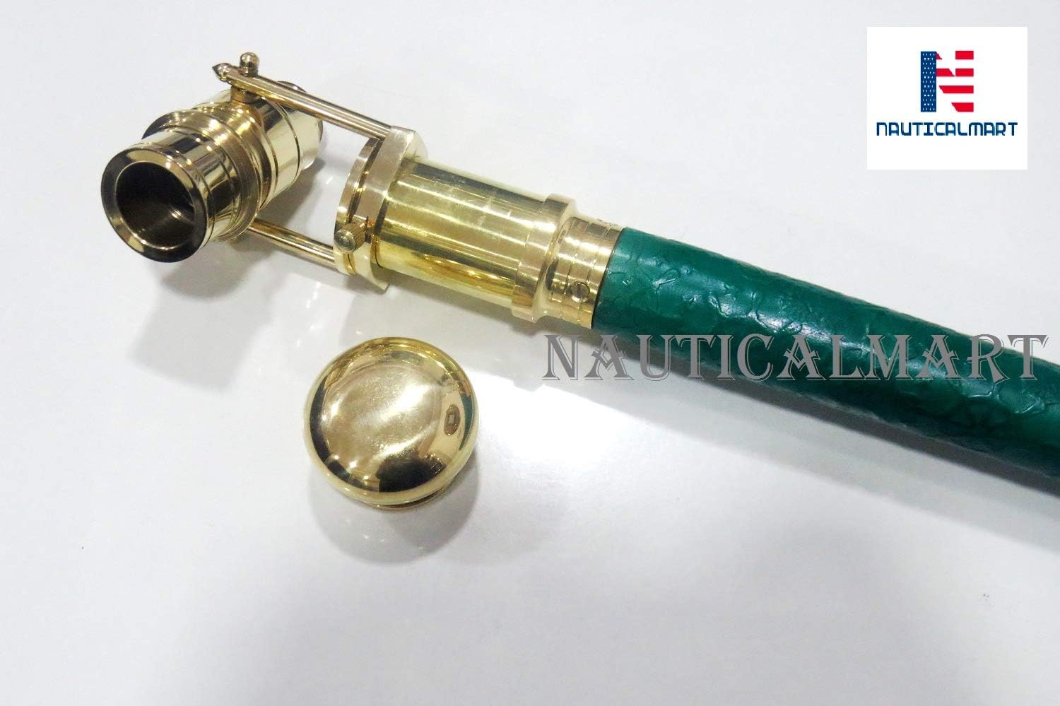 Nautical Collectible Brass Telescope Spyglass Walking Stick Head Foldable Cane Marine Prop