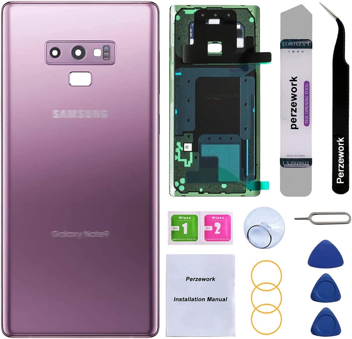 Rear Back Glass Replacement for Samsung Galaxy Note 9 with Reparing Toolkit and Pre-Installed Adhesive (Lavender Purple)